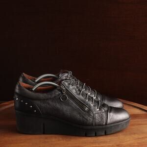 Pikolinos Shoes Womens SZ EU 40 US 9-9.5 Gray Balerma Leather Wedge Comfort Zip